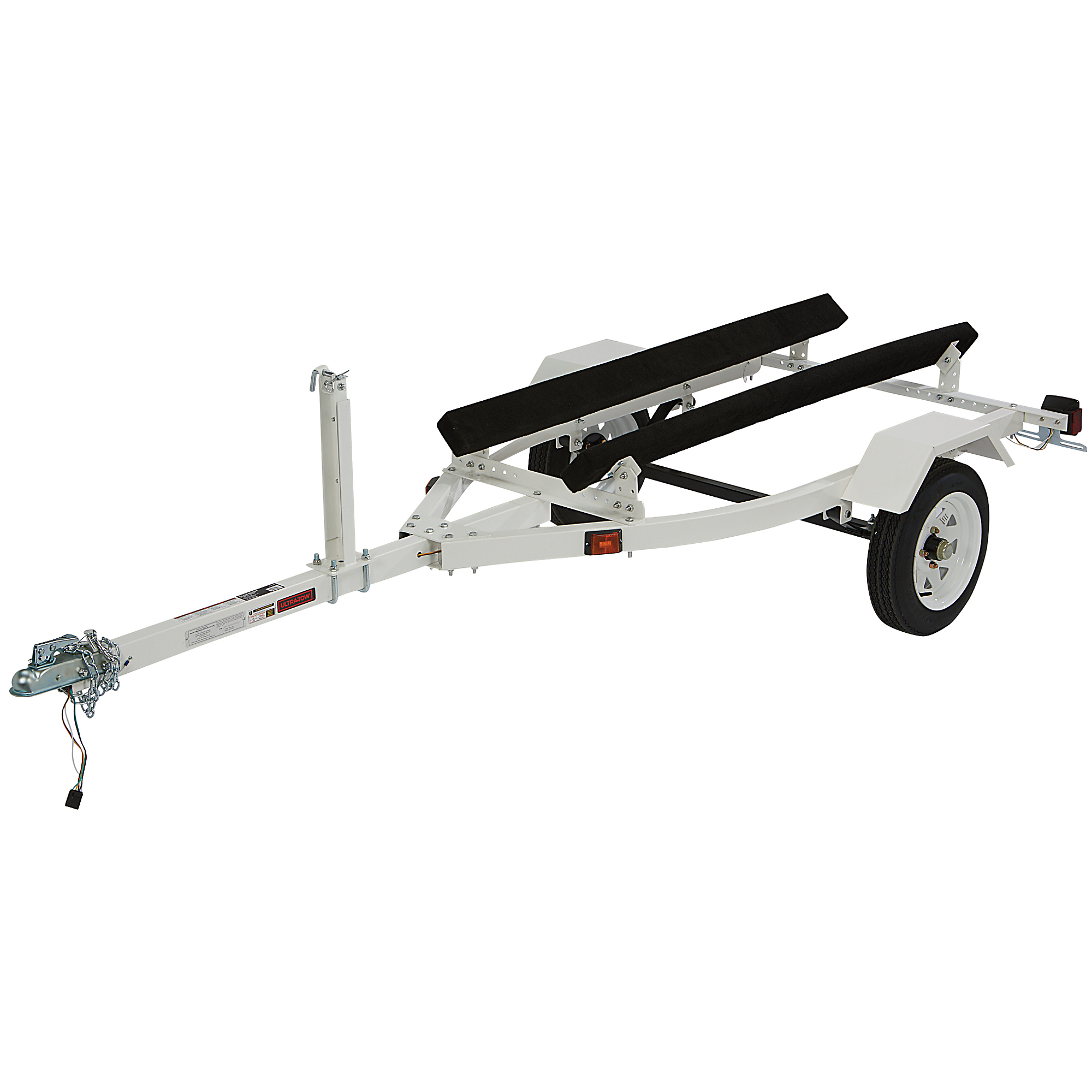 A relevant stock photo of jet ski trailer in a typical setting.