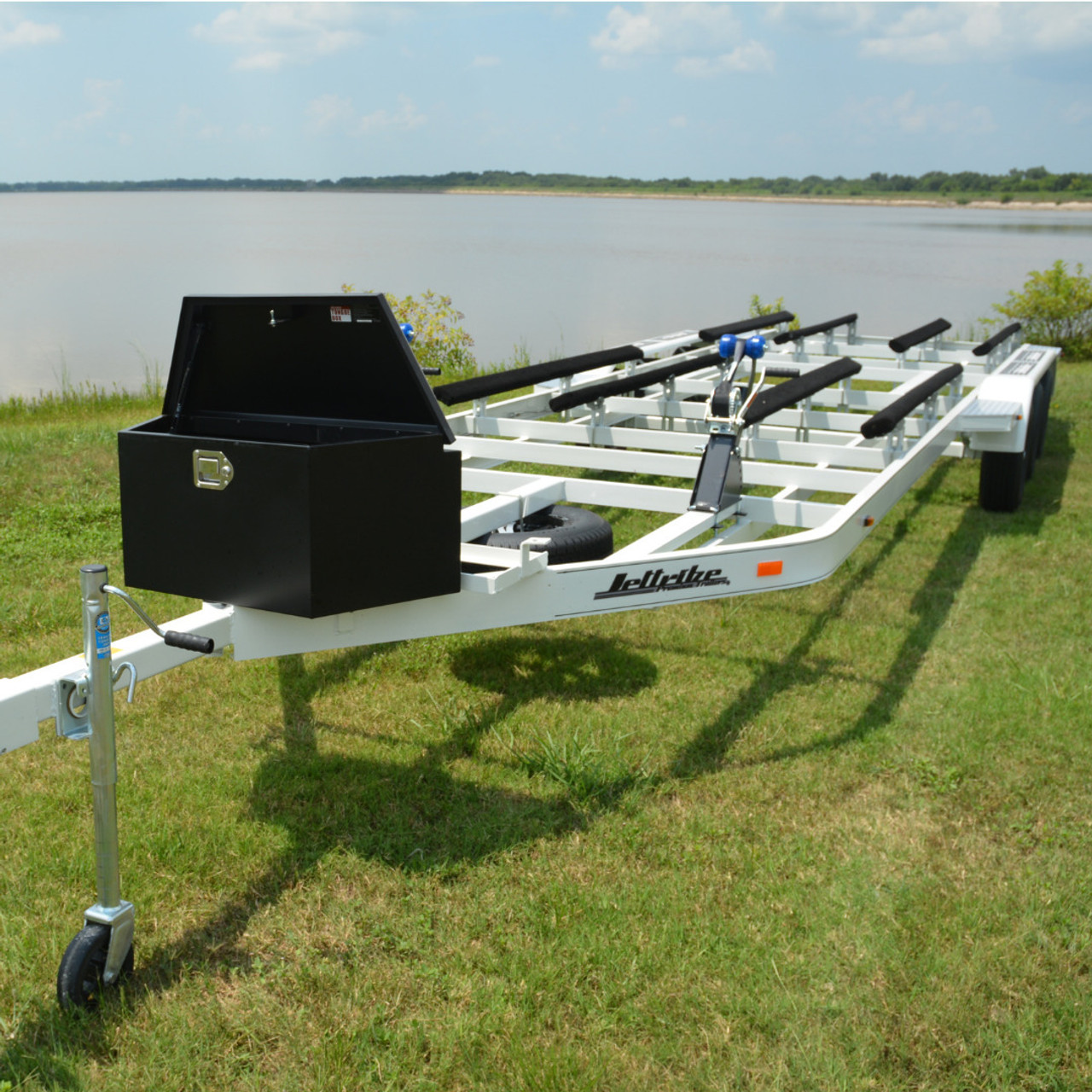 A relevant stock photo of jet ski trailer in a typical setting.