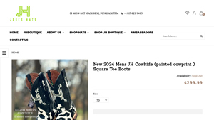 Jobes Hats - New 2024 Mens JH Cowhide Square Toe Boots