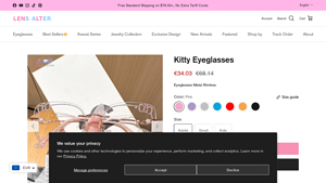 Hello Kitty - Pink and Silver Rimless Glasses