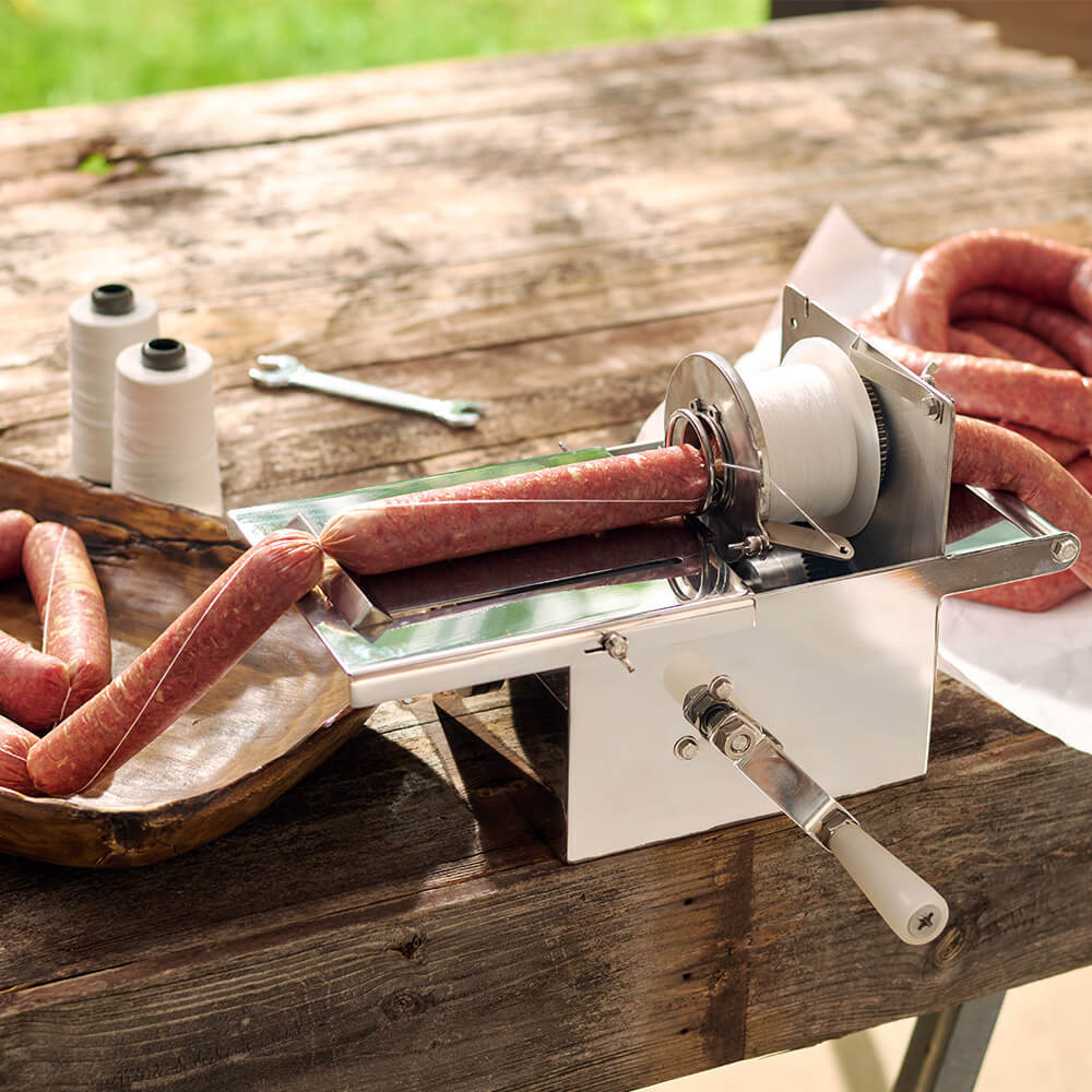 A relevant stock photo of linker sausage in a typical setting.