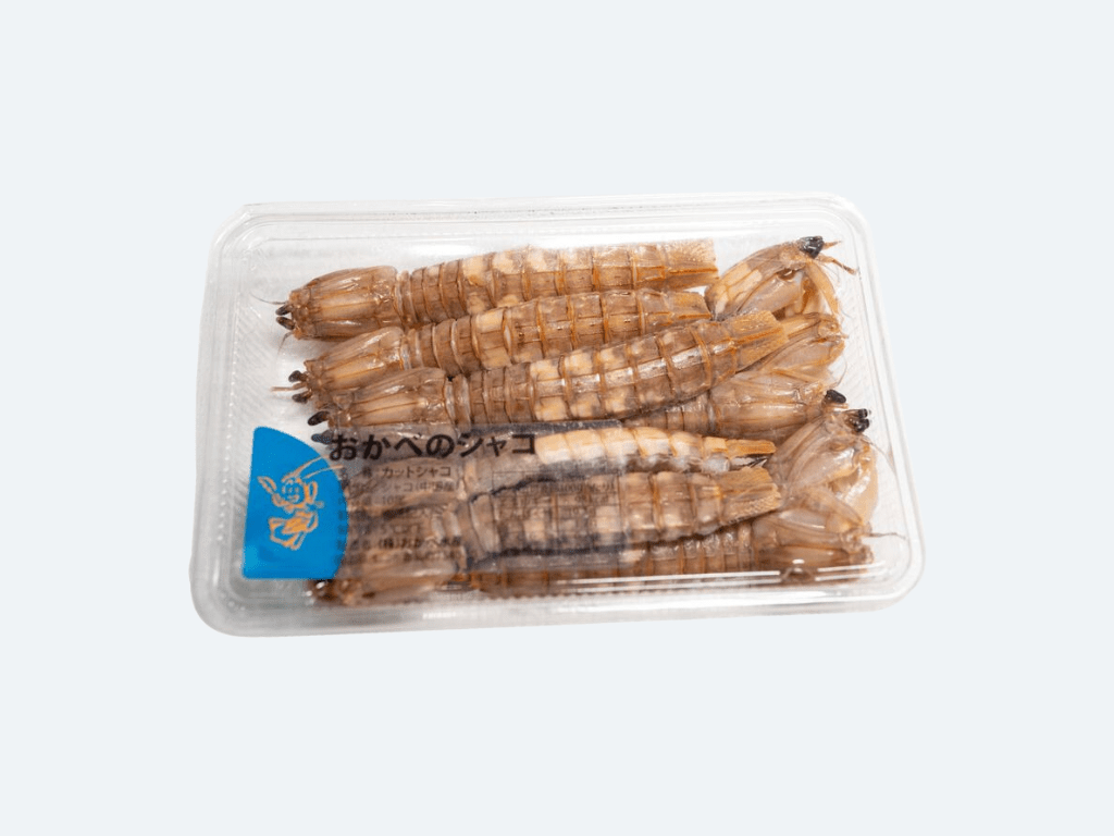 A relevant stock photo of mantis shrimp for sale in a typical setting.