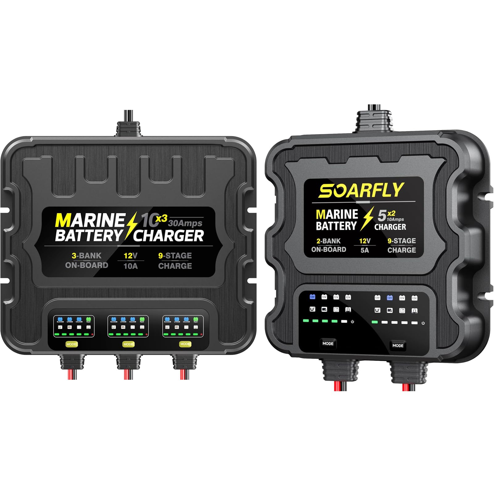 A relevant stock photo of marine battery charger in a typical setting.
