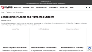 Maverick Label - Serial Number Labels