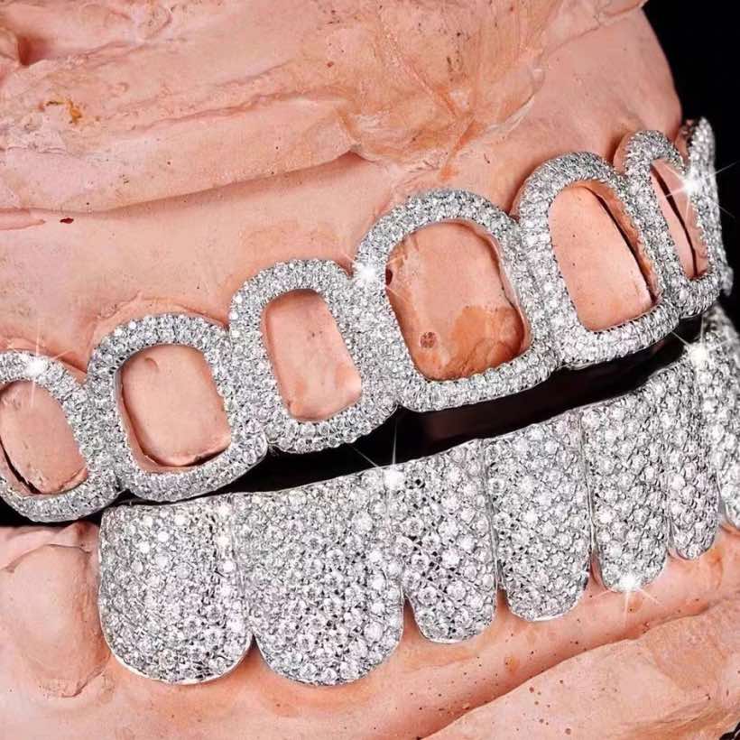 A relevant stock photo of moissanite grillz in a typical setting.