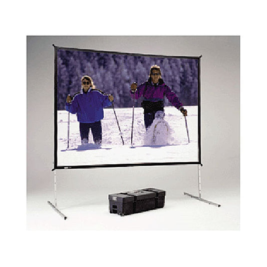 A relevant stock photo of motorized dj projection screen on truss with projector in a typical setting.