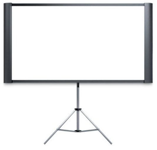 A relevant stock photo of motorized dj projection screen on truss with projector in a typical setting.