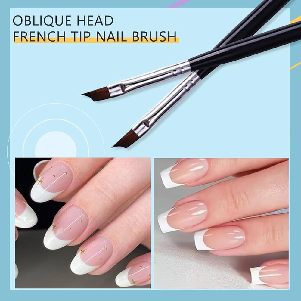 A relevant stock photo of nail art brush for french tips in a typical setting.