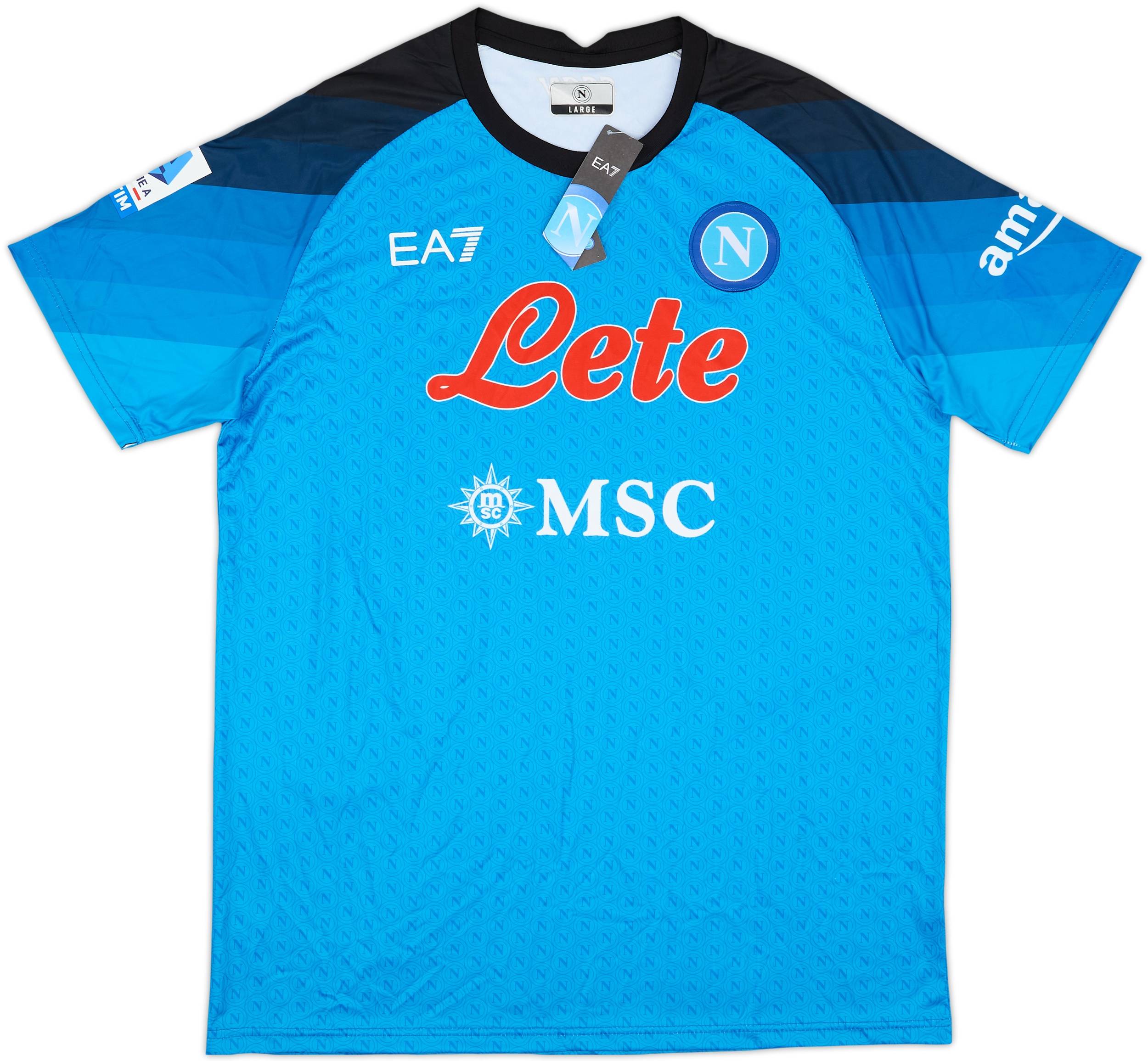 A relevant stock photo of napoli soccer jersey in a typical setting.