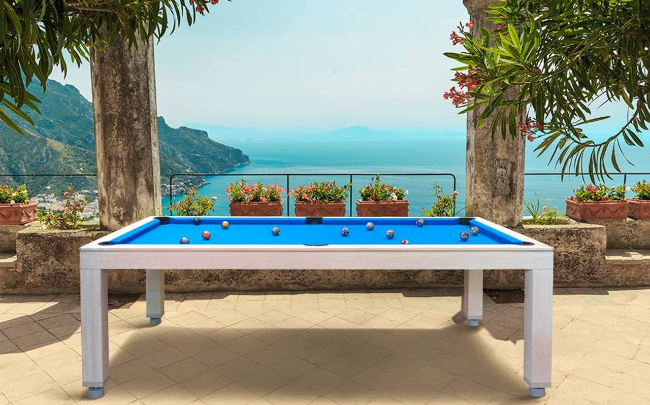 A relevant stock photo of outdoor pool table in a typical setting.