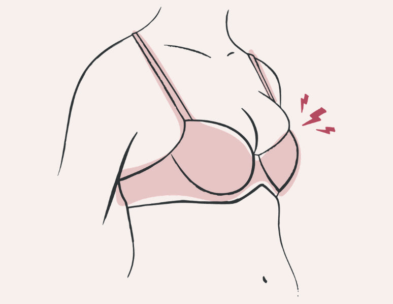 A relevant stock photo of overflowing bra in a typical setting.