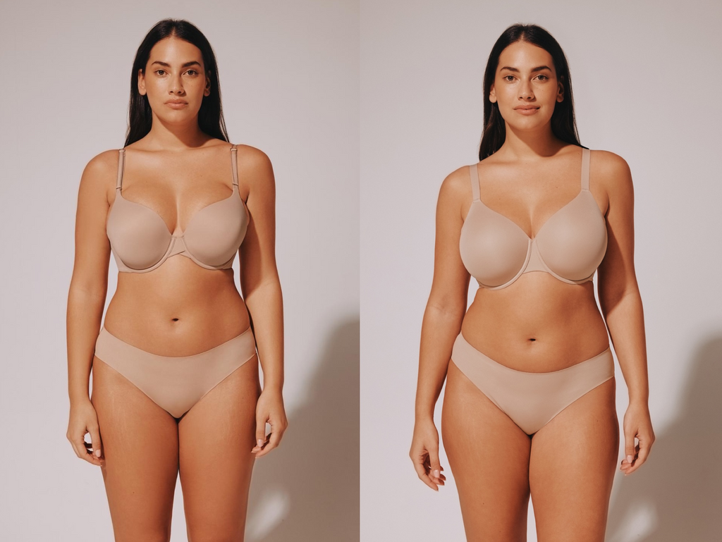 A relevant stock photo of overflowing bra in a typical setting.