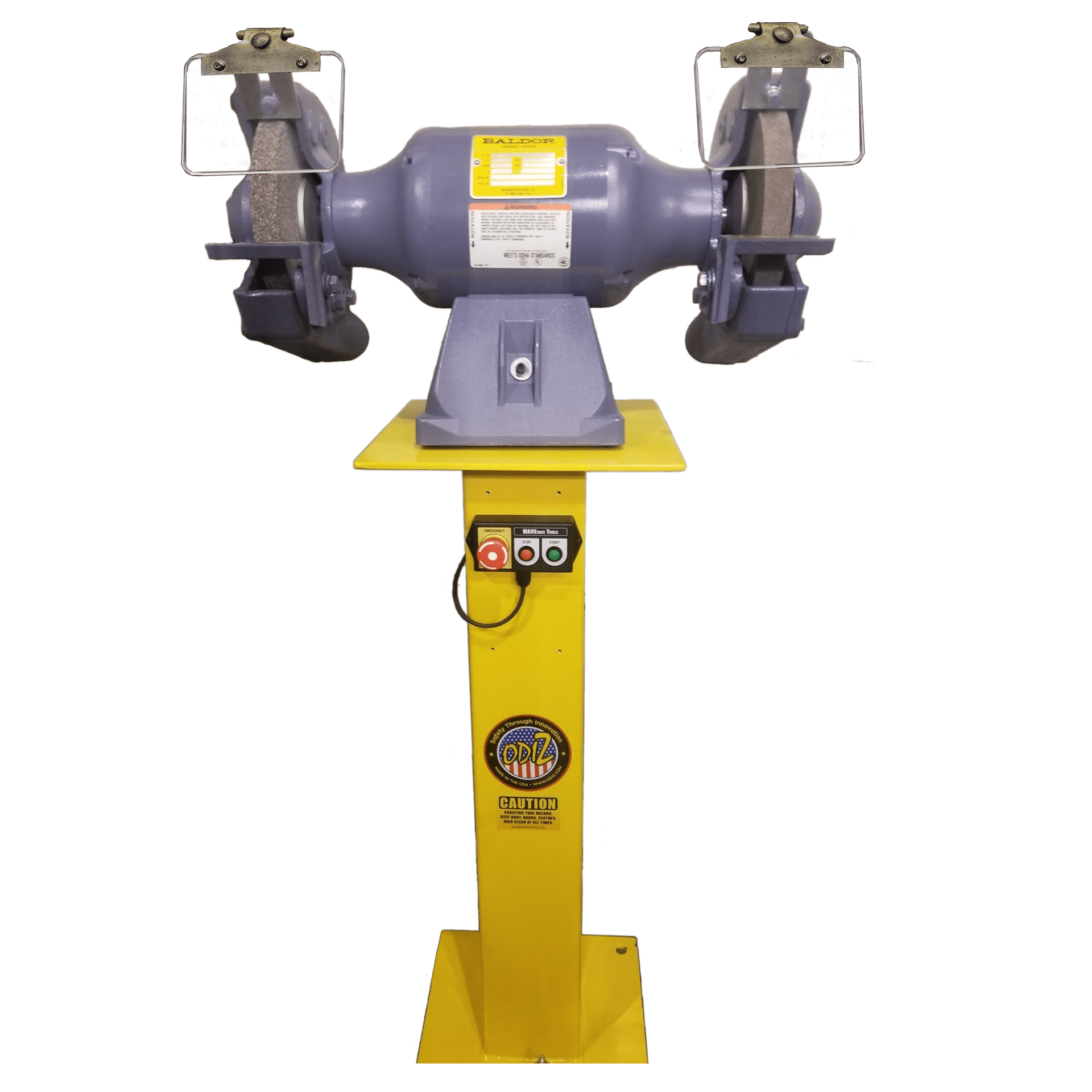 A relevant stock photo of pedestal grinder in a typical setting.