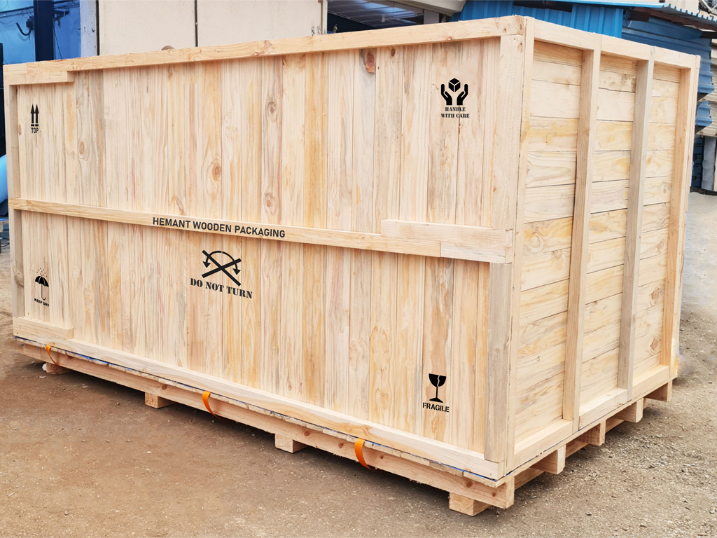 A relevant stock photo of pinewood boxes in a typical setting.