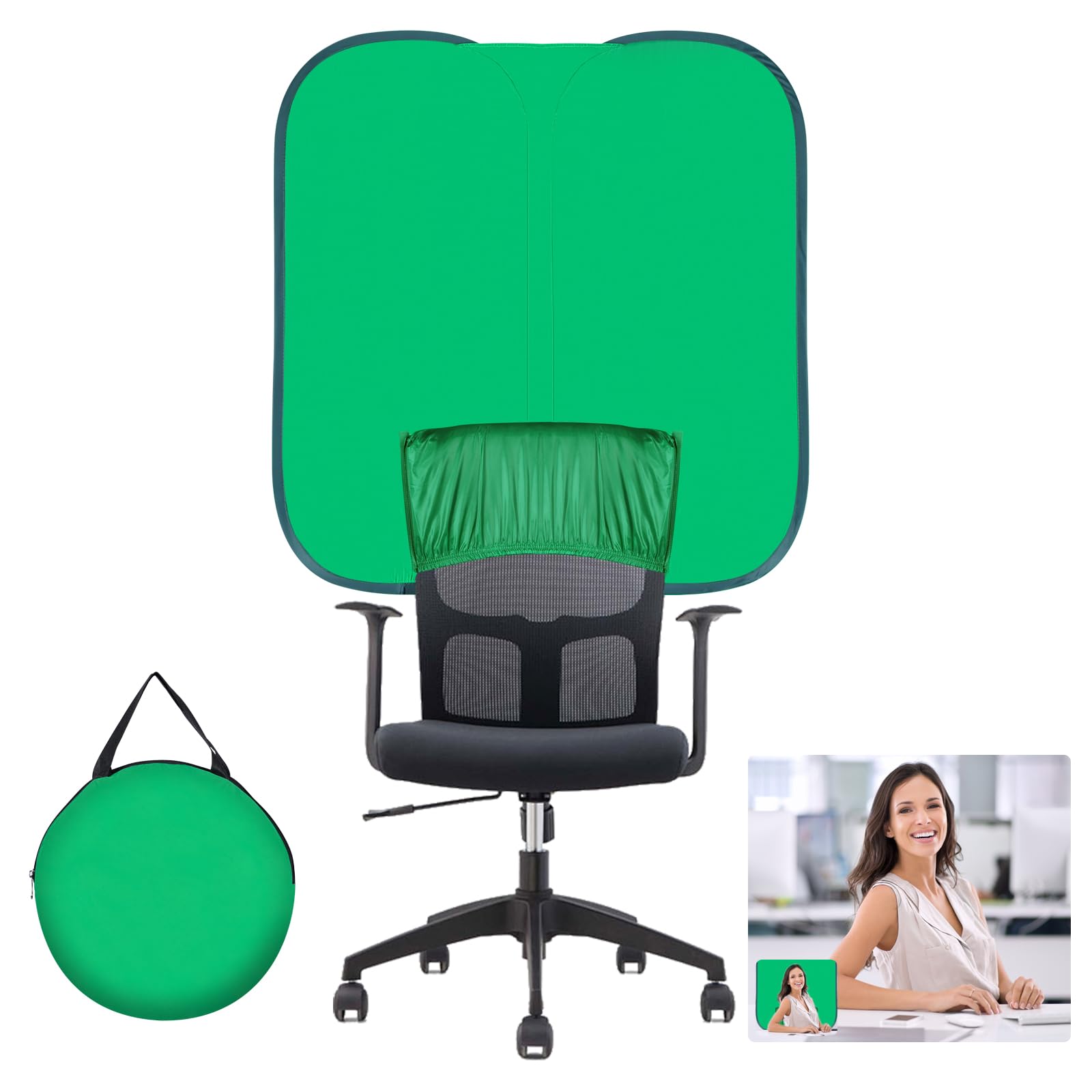 A relevant stock photo of portable green screen in a typical setting.