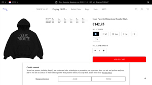 Praying - Rhinestone Hoodie Black