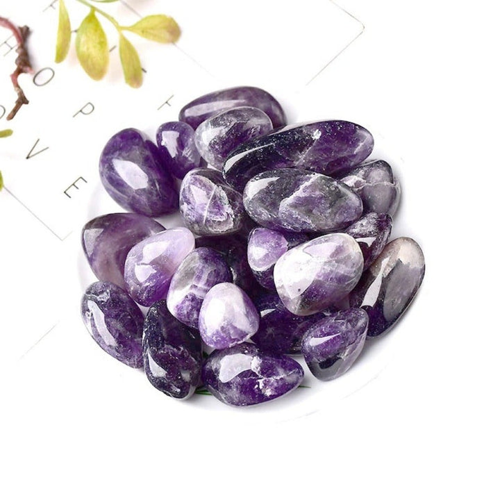 A relevant stock photo of purple stones in a typical setting.