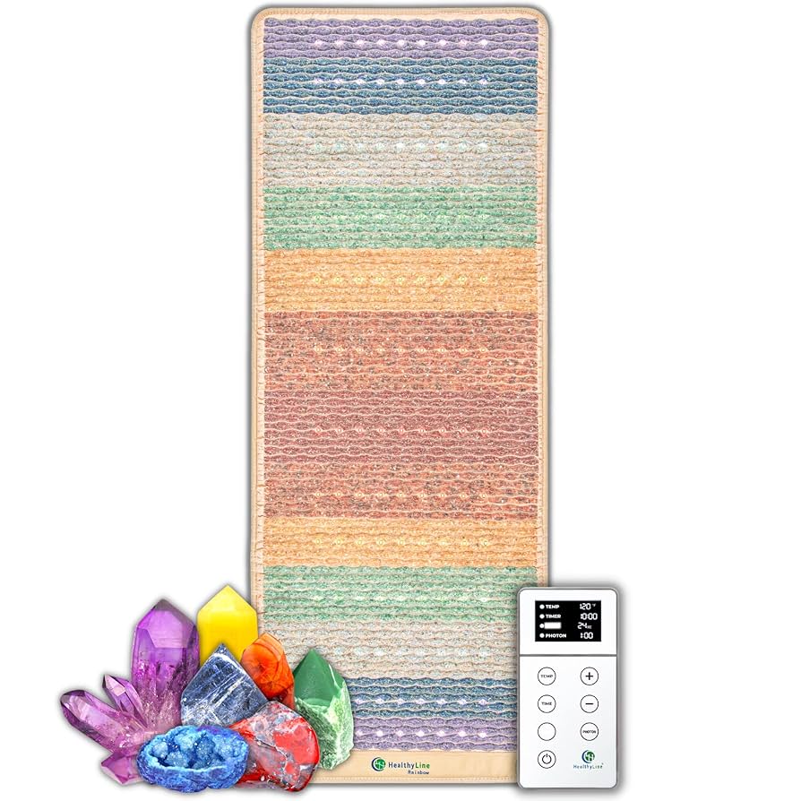 A relevant stock photo of rainbow crystal mat in a typical setting.