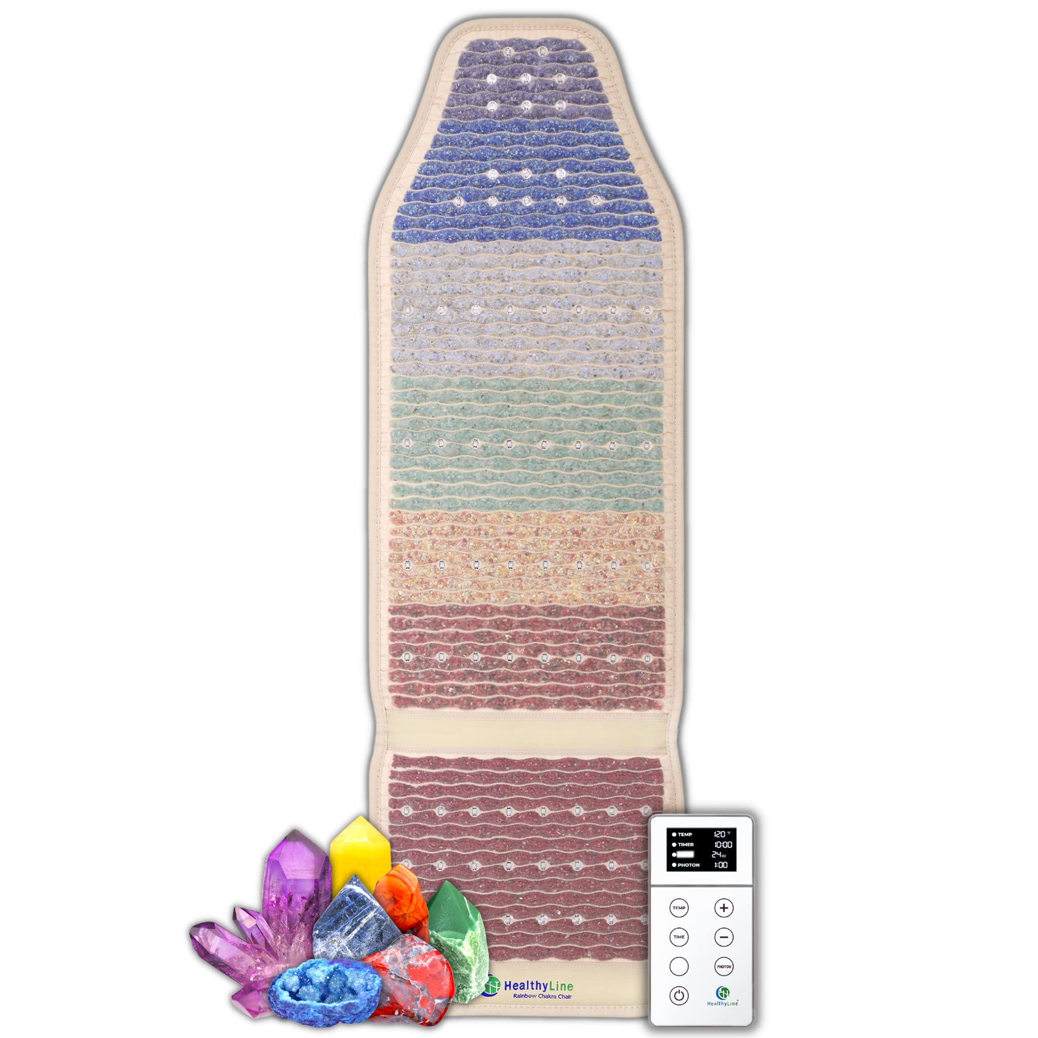 A relevant stock photo of rainbow crystal mat in a typical setting.