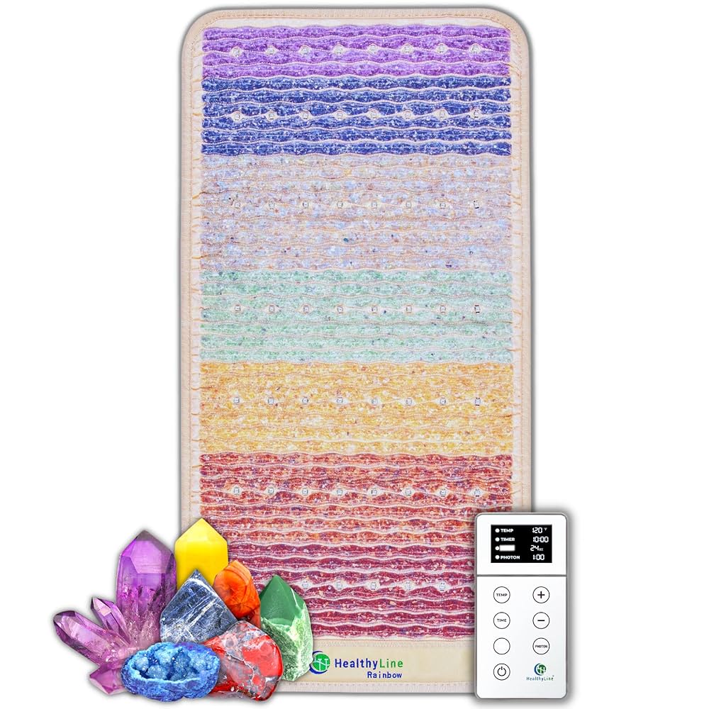 A relevant stock photo of rainbow crystal mat in a typical setting.