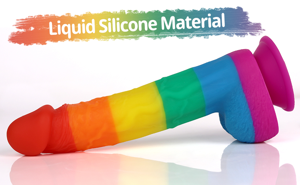 A relevant stock photo of rainbow dildo in a typical setting.