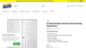 Masonite - 6 Panel Double Unit HD Steel Prehung Shed Doors
