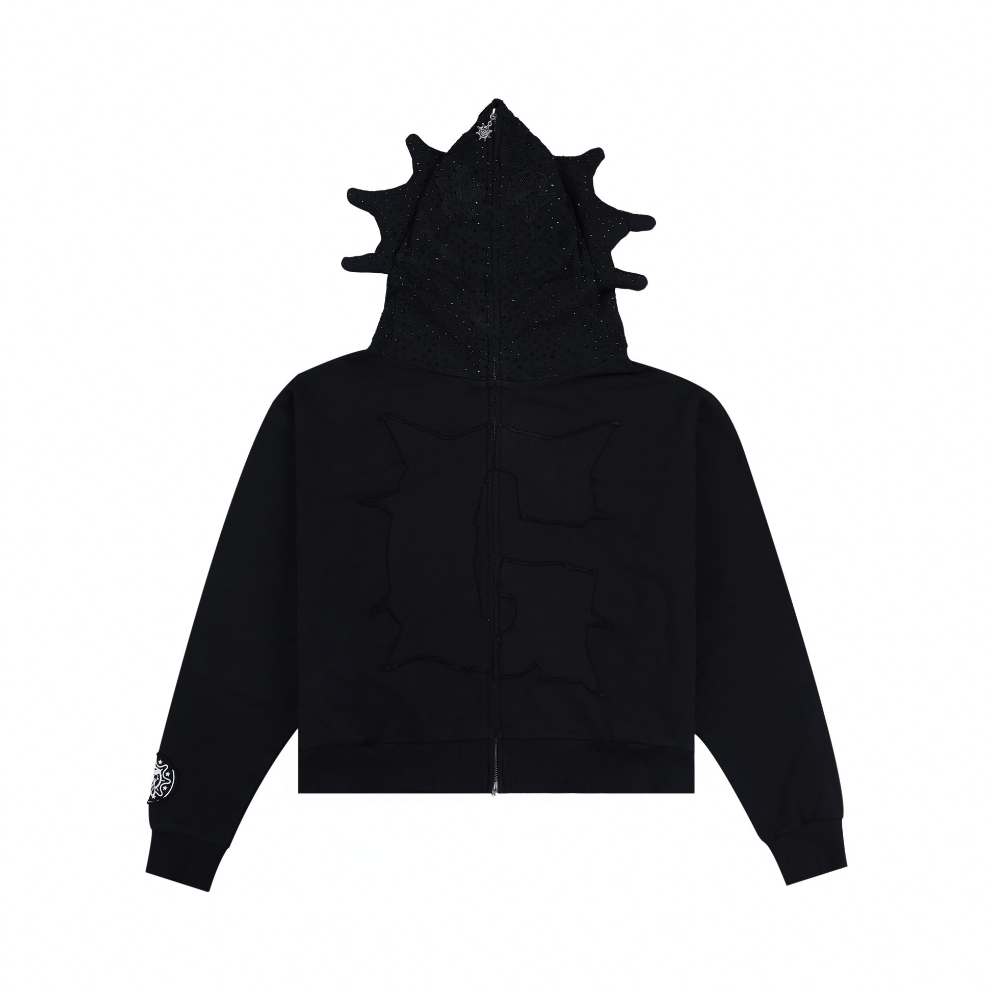 A relevant stock photo of rhinestone hoodie in a typical setting.