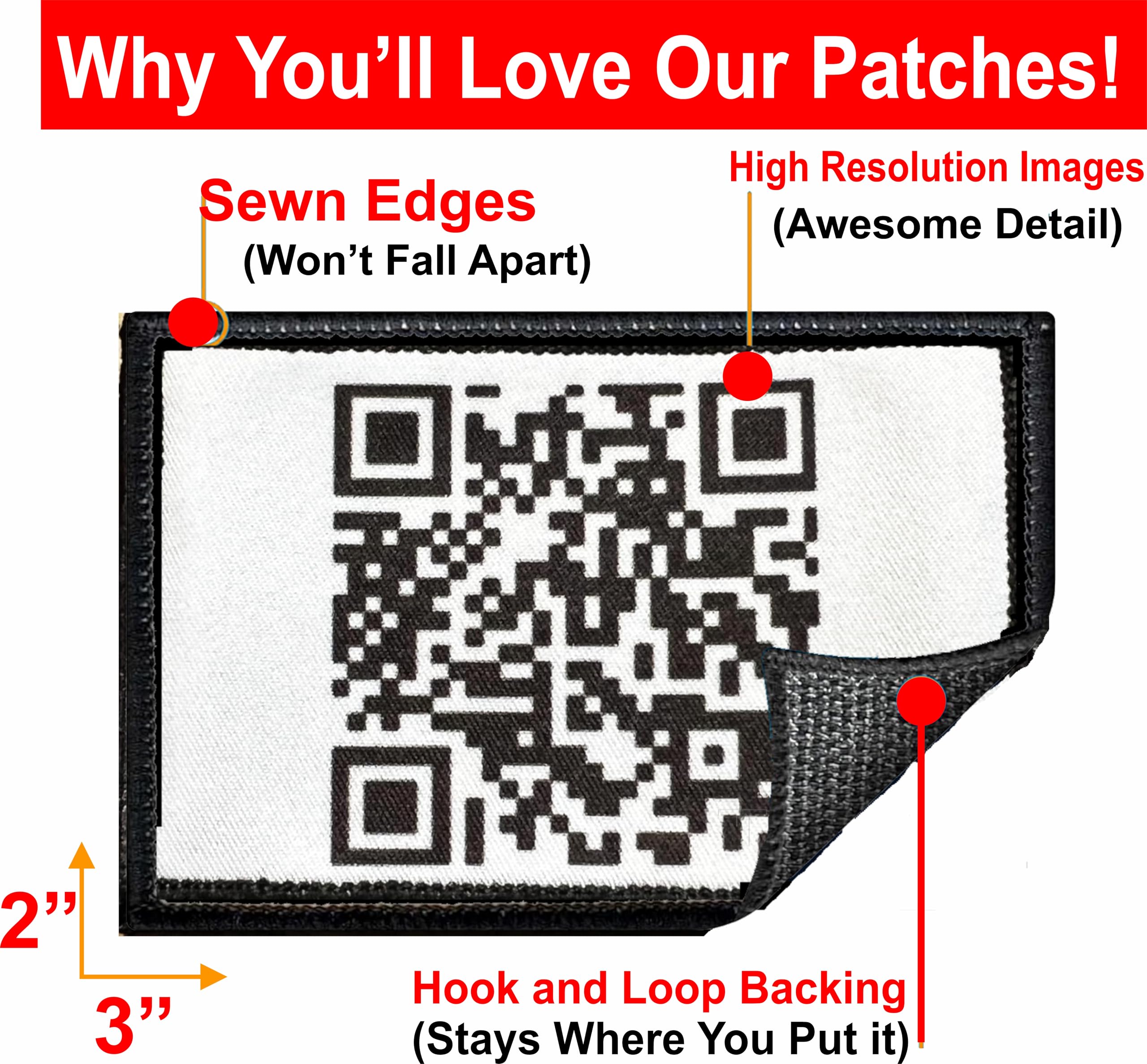 A relevant stock photo of rick roll qr code patch in a typical setting.