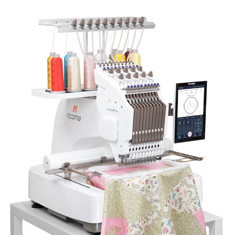 A relevant stock photo of ricoma embroidery machine in a typical setting.