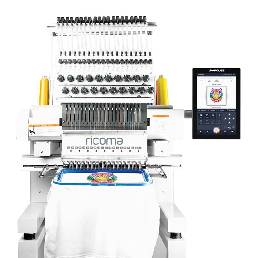 A relevant stock photo of ricoma embroidery machine in a typical setting.