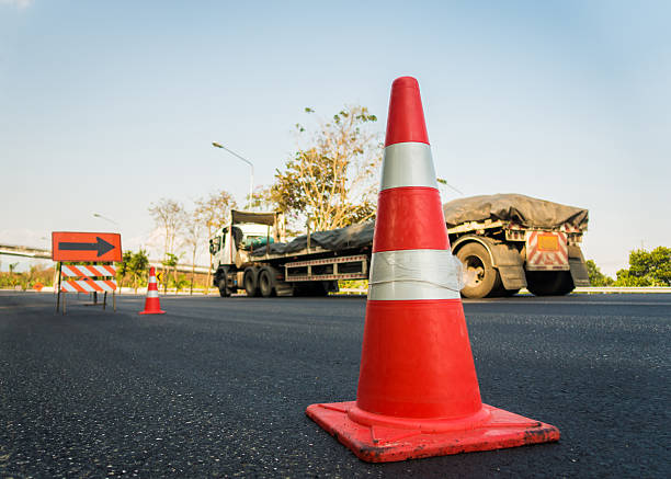 A relevant stock photo of road pylon in a typical setting.