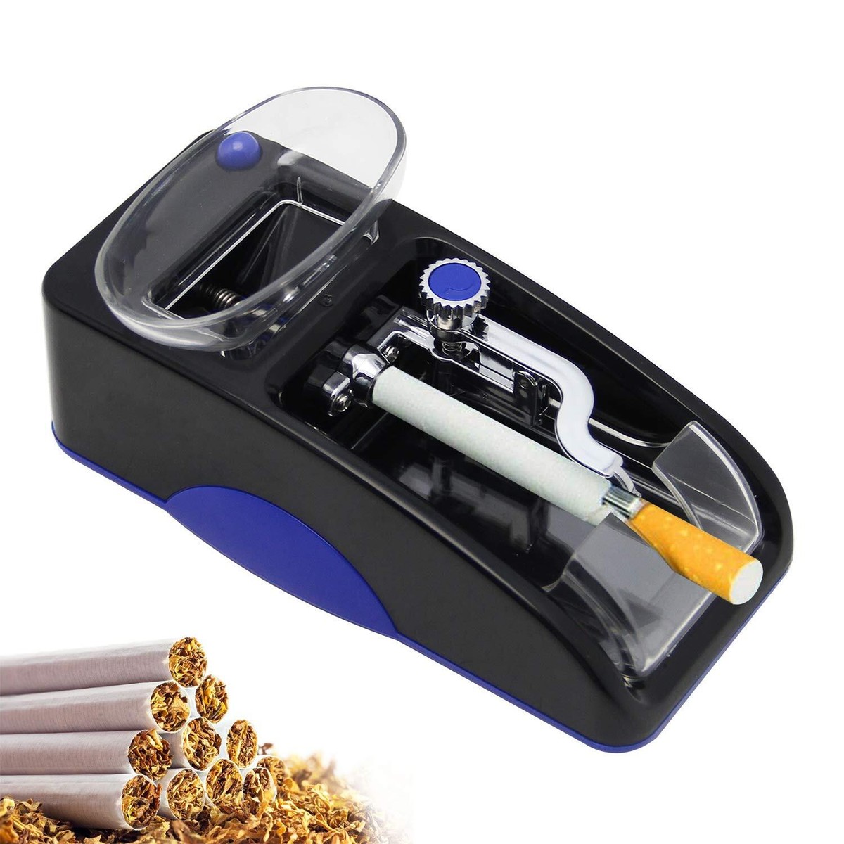 A relevant stock photo of rolling machines for tobacco in a typical setting.