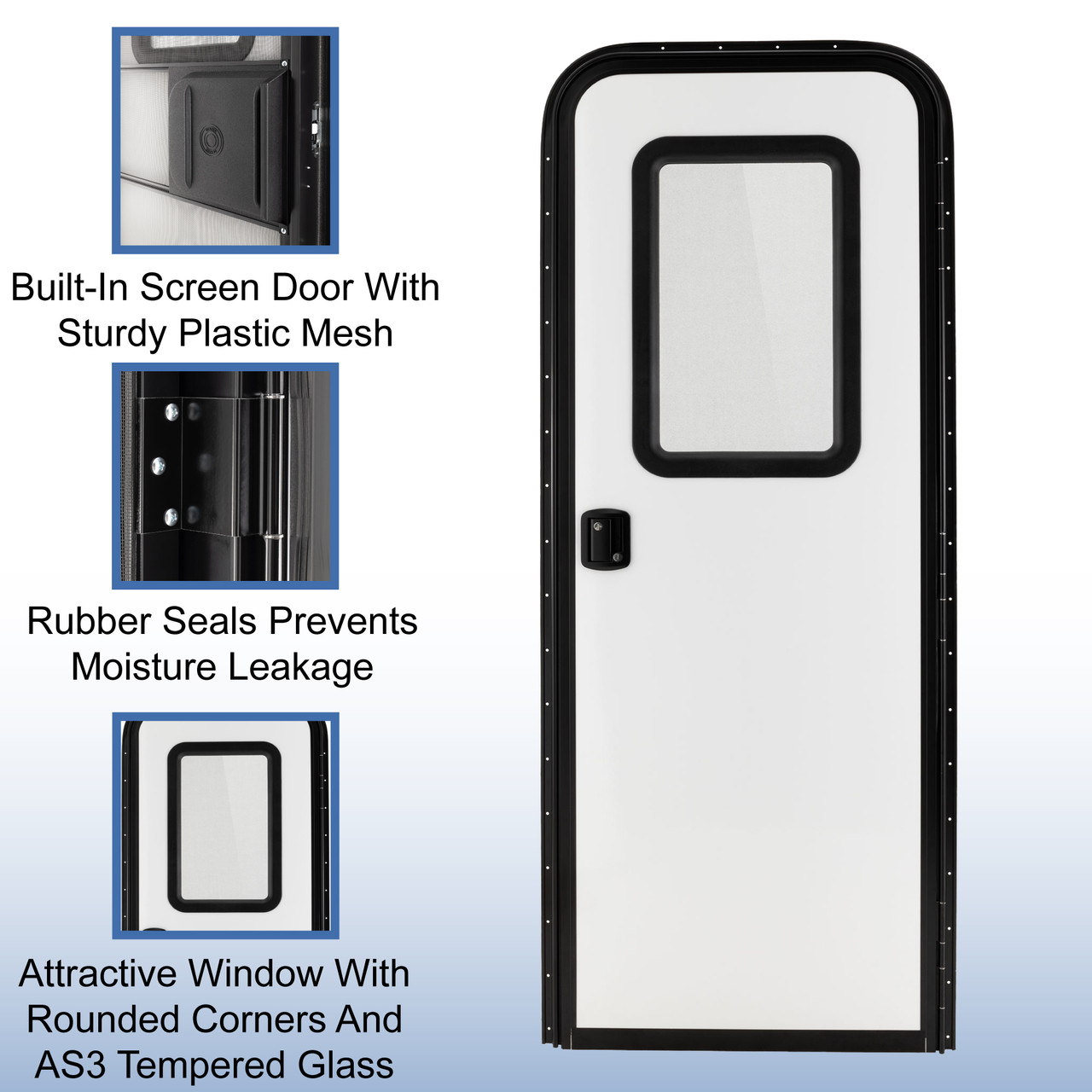 A relevant stock photo of rv door in a typical setting.