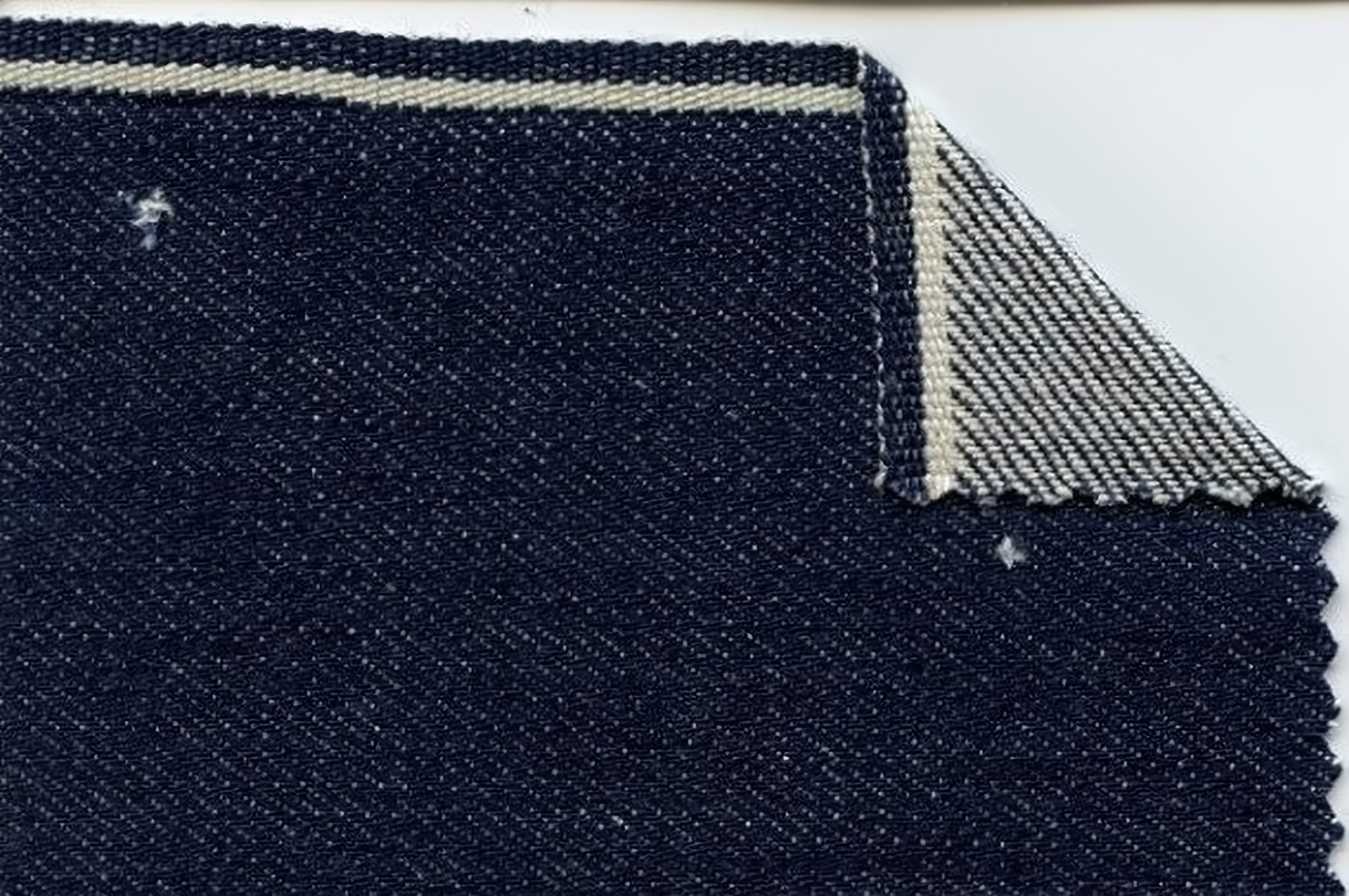 A relevant stock photo of selvedge denim material in a typical setting.