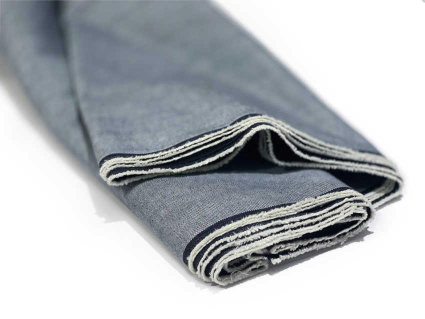 A relevant stock photo of selvedge denim material in a typical setting.