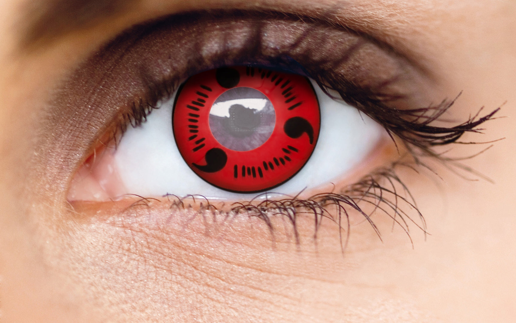 A relevant stock photo of sharingan contact lenses in a typical setting.
