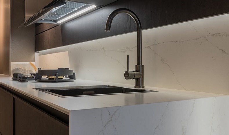 A relevant stock photo of sintered stone in a typical setting.