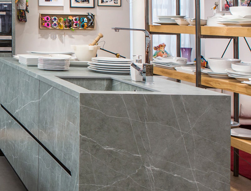 A relevant stock photo of sintered stone in a typical setting.