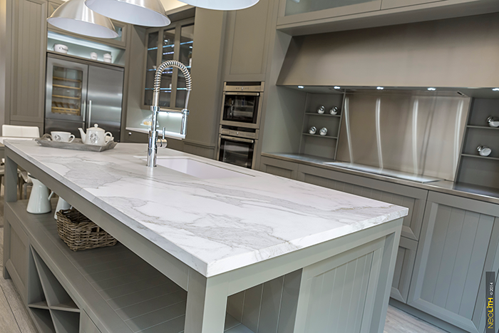 A relevant stock photo of sintered stone in a typical setting.