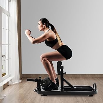 A relevant stock photo of sissy squat machine in a typical setting.