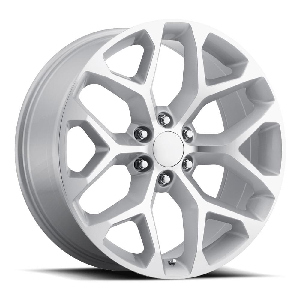 A relevant stock photo of snowflake rims in a typical setting.