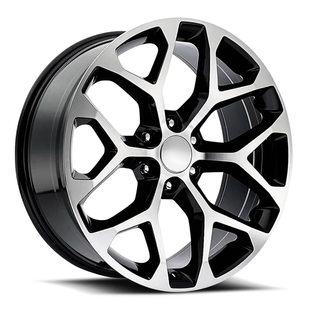 A relevant stock photo of snowflake rims in a typical setting.