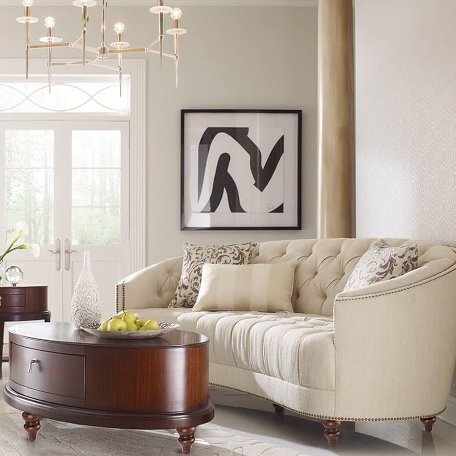 A relevant stock photo of sofa legs in a typical setting.