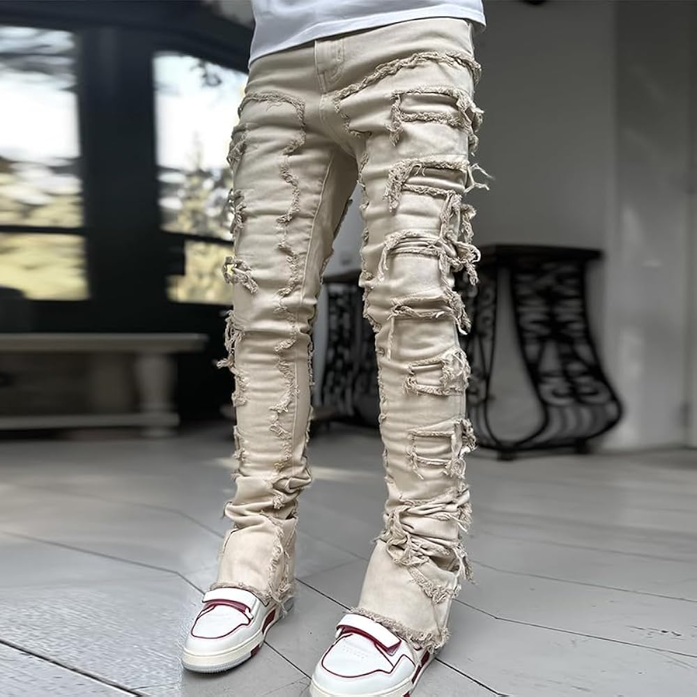 A relevant stock photo of stack jeans in a typical setting.
