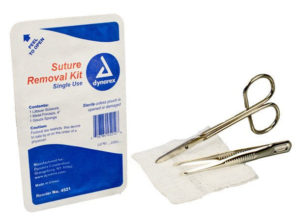 A relevant stock photo of suture removal kit in a typical setting.