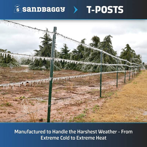 A relevant stock photo of t post fence in a typical setting.