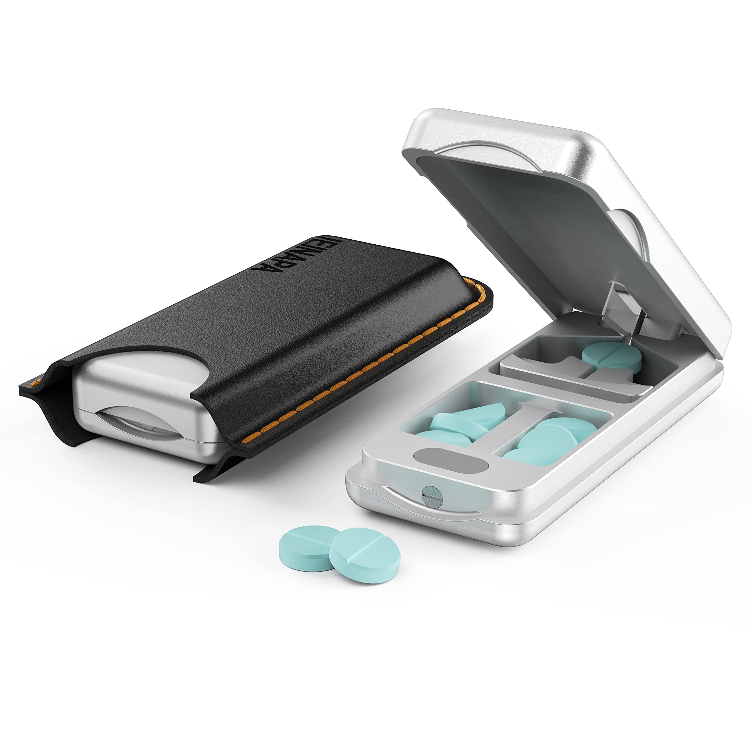 A relevant stock photo of tablet cutting device in a typical setting.