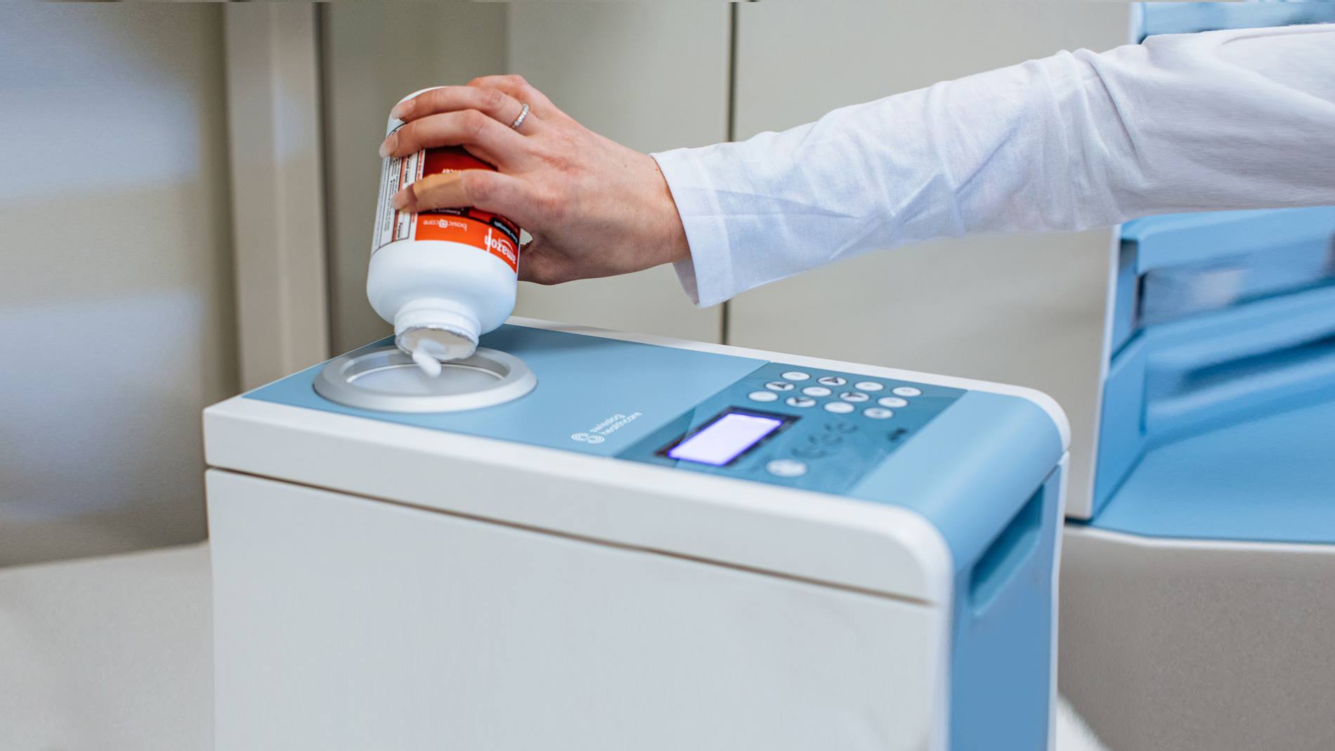 A relevant stock photo of tablet cutting device in a typical setting.