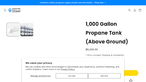 Tank Farm Steel - 1,000 Gallon Propane Tank