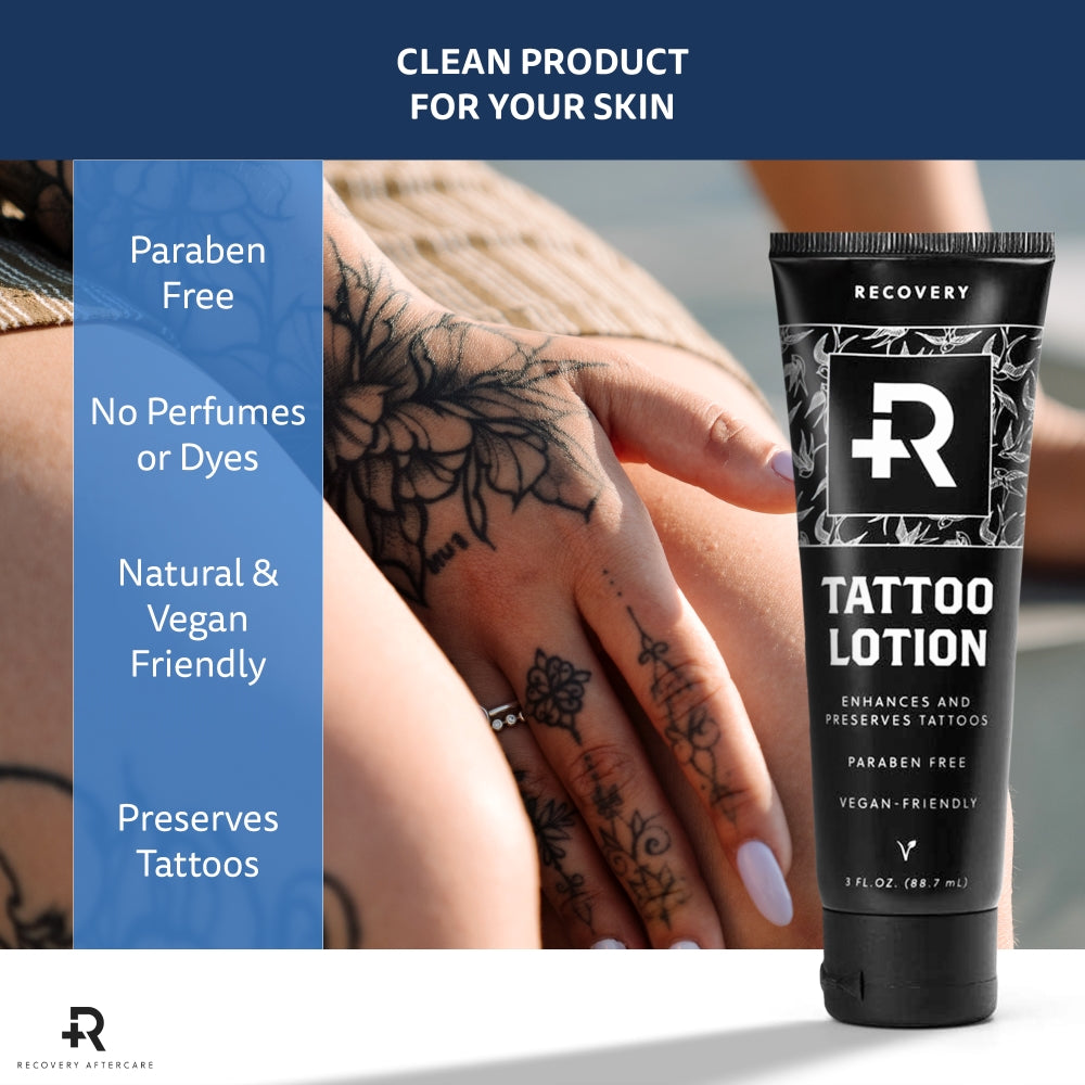 A relevant stock photo of tattoo lotion in a typical setting.